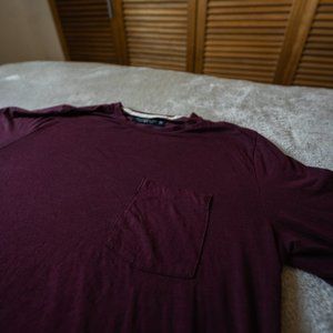 Abercrombie & Fitch Long-Sleeve Pima Cotton Pocket Tee XS Burgundy